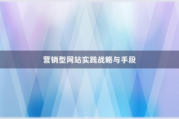 营销型网站实践战略与手段